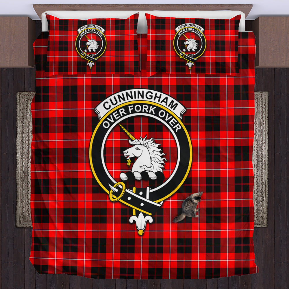 Cunningham Modern Tartan Bedding Set with Family Crest US Bedding Set - Tartan Vibes Clothing