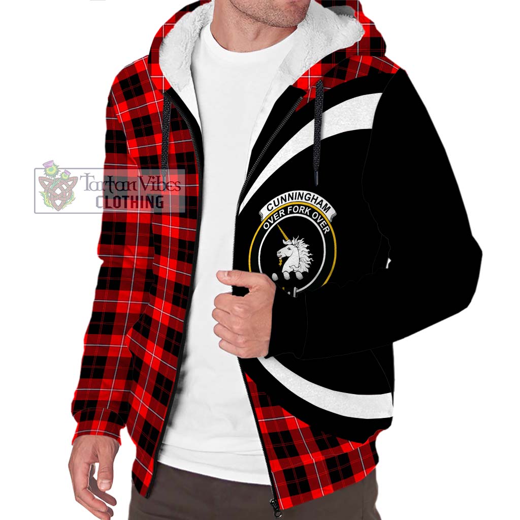 Cunningham Modern Tartan Sherpa Hoodie with Family Crest Circle Style Unisex S - Tartan Vibes Clothing