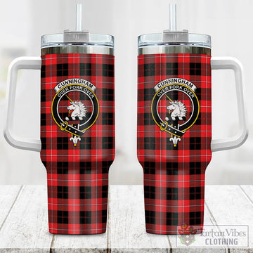 Cunningham Modern Tartan and Family Crest Tumbler with Handle