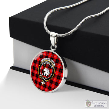 Cunningham Modern Tartan Circle Necklace with Family Crest