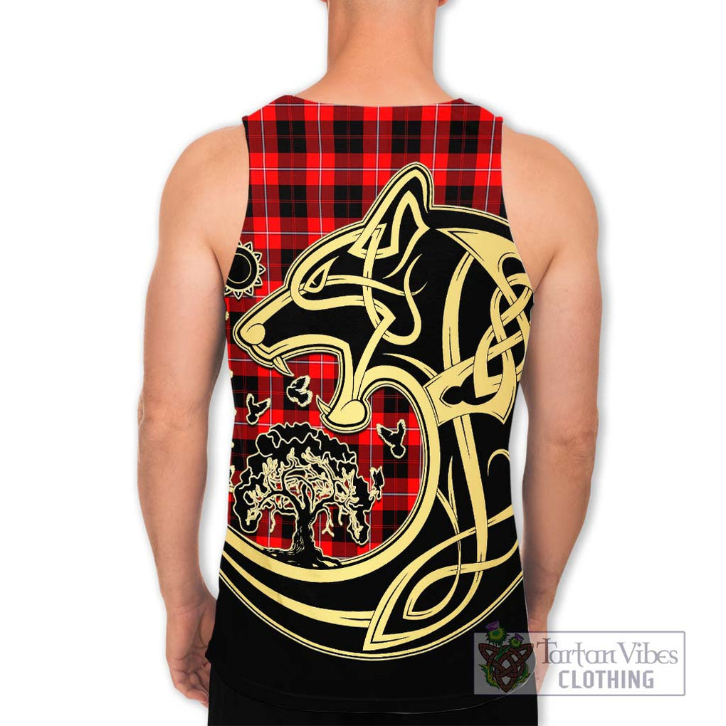 Cunningham Modern Tartan Men's Tank Top with Family Crest Celtic Wolf Style - Tartan Vibes Clothing