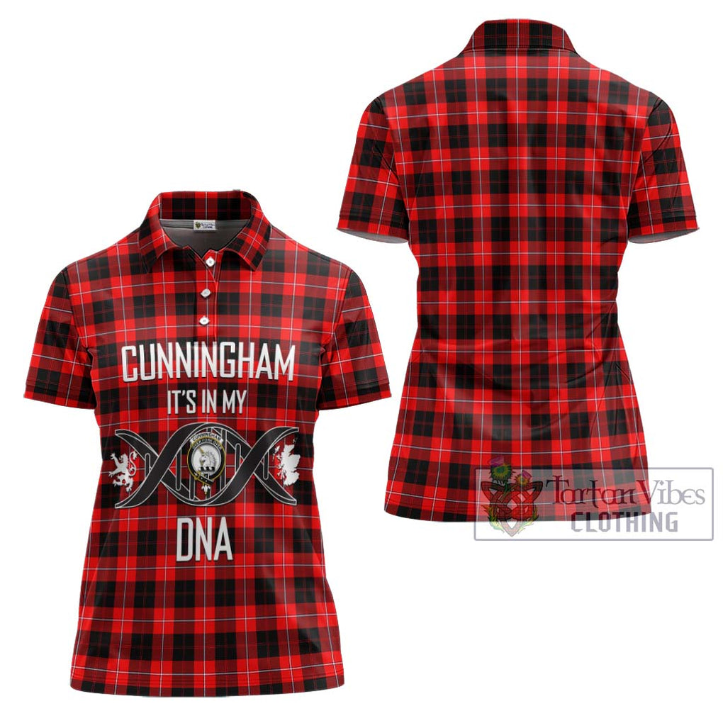 Cunningham Modern Tartan Women's Polo Shirt with Family Crest DNA In Me Style - Tartanvibesclothing Shop