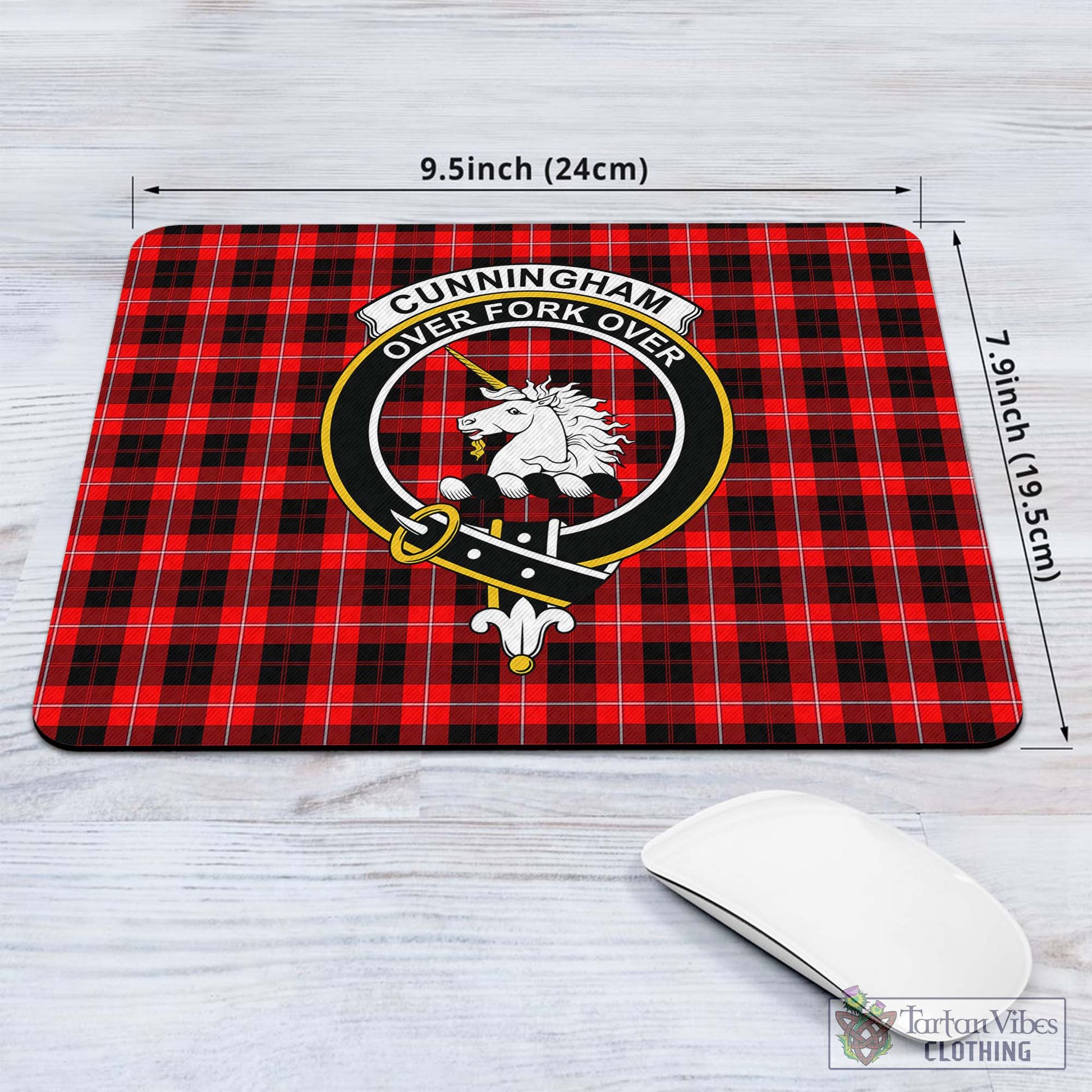 Tartan Vibes Clothing Cunningham Modern Tartan Mouse Pad with Family Crest