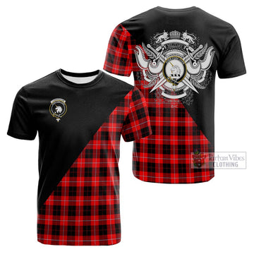 Cunningham Modern Tartan Cotton T-shirt with Family Crest and Military Logo Style