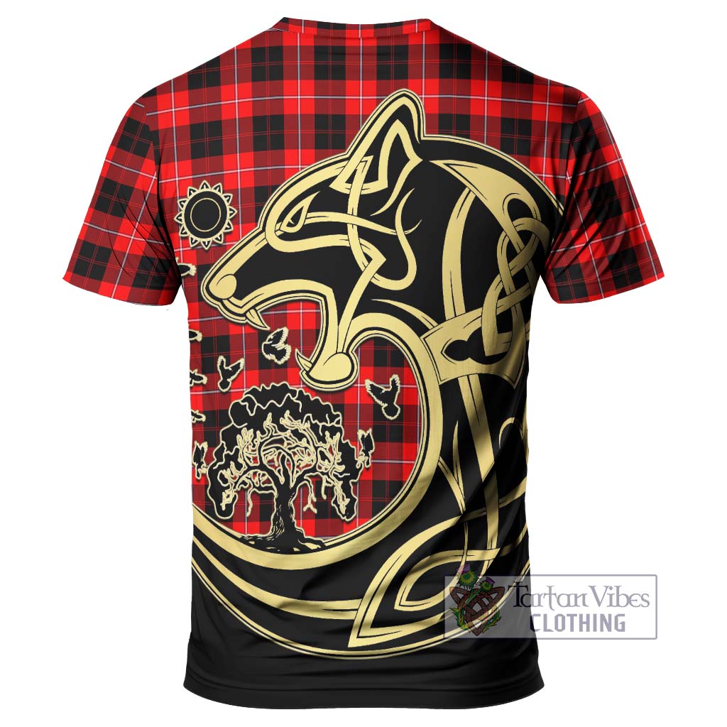 Cunningham Modern Tartan T-Shirt with Family Crest Celtic Wolf Style - Tartan Vibes Clothing