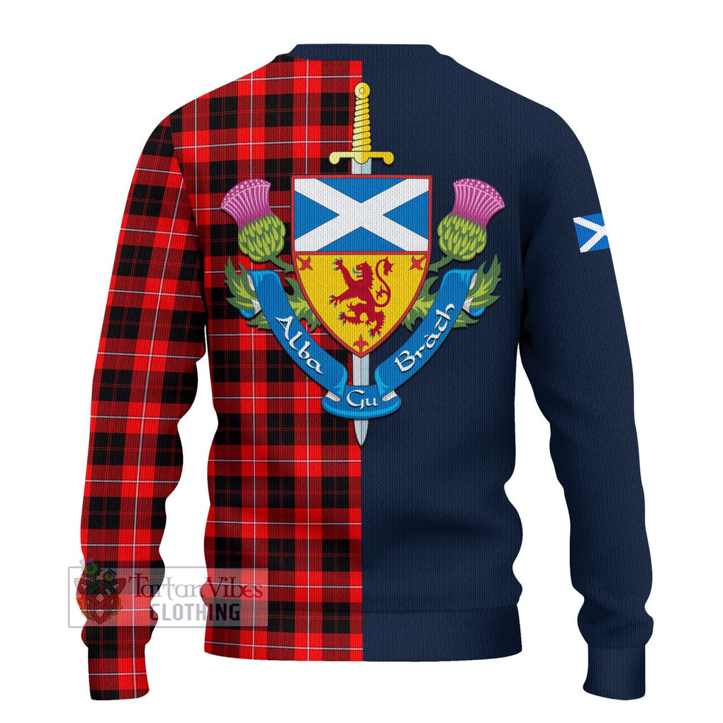 Tartan Vibes Clothing Cunningham Modern Tartan Knitted Sweater with Scottish Lion Royal Arm Half Style