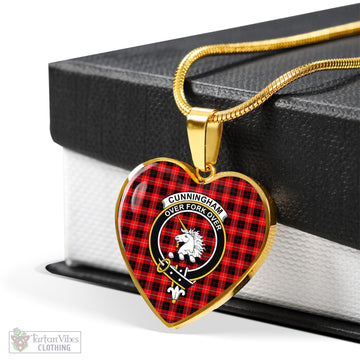 Cunningham Modern Tartan Heart Necklace with Family Crest