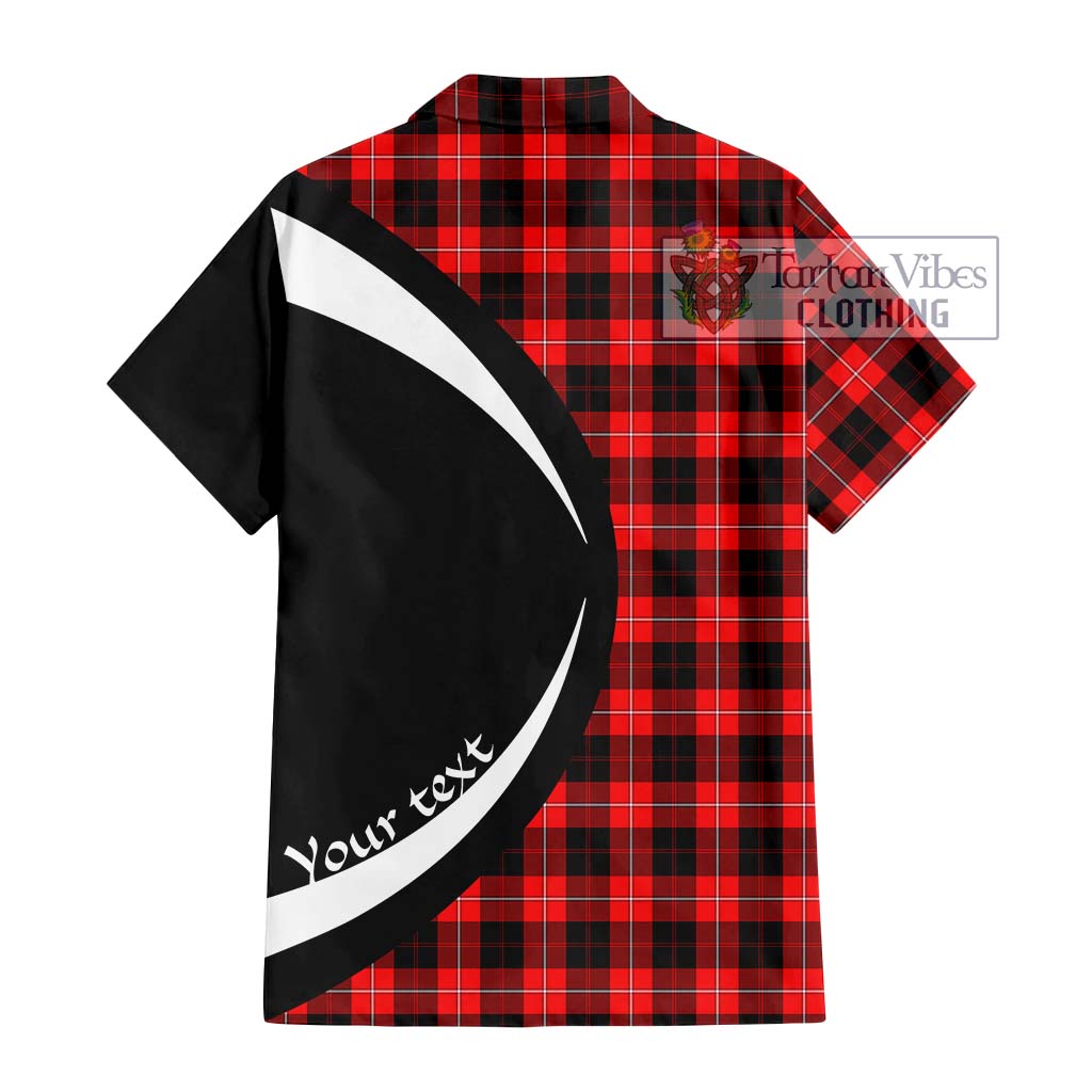 Cunningham Modern Tartan Short Sleeve Button Up with Family Crest Circle Style - Tartan Vibes Clothing