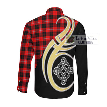 Cunningham Modern Tartan Long Sleeve Button Shirt with Family Crest and Celtic Symbol Style