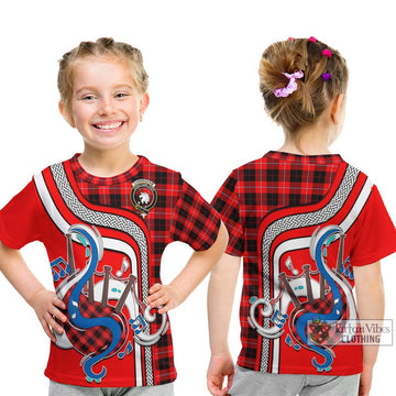 Cunningham Modern Tartan Kid T-Shirt with Epic Bagpipe Style