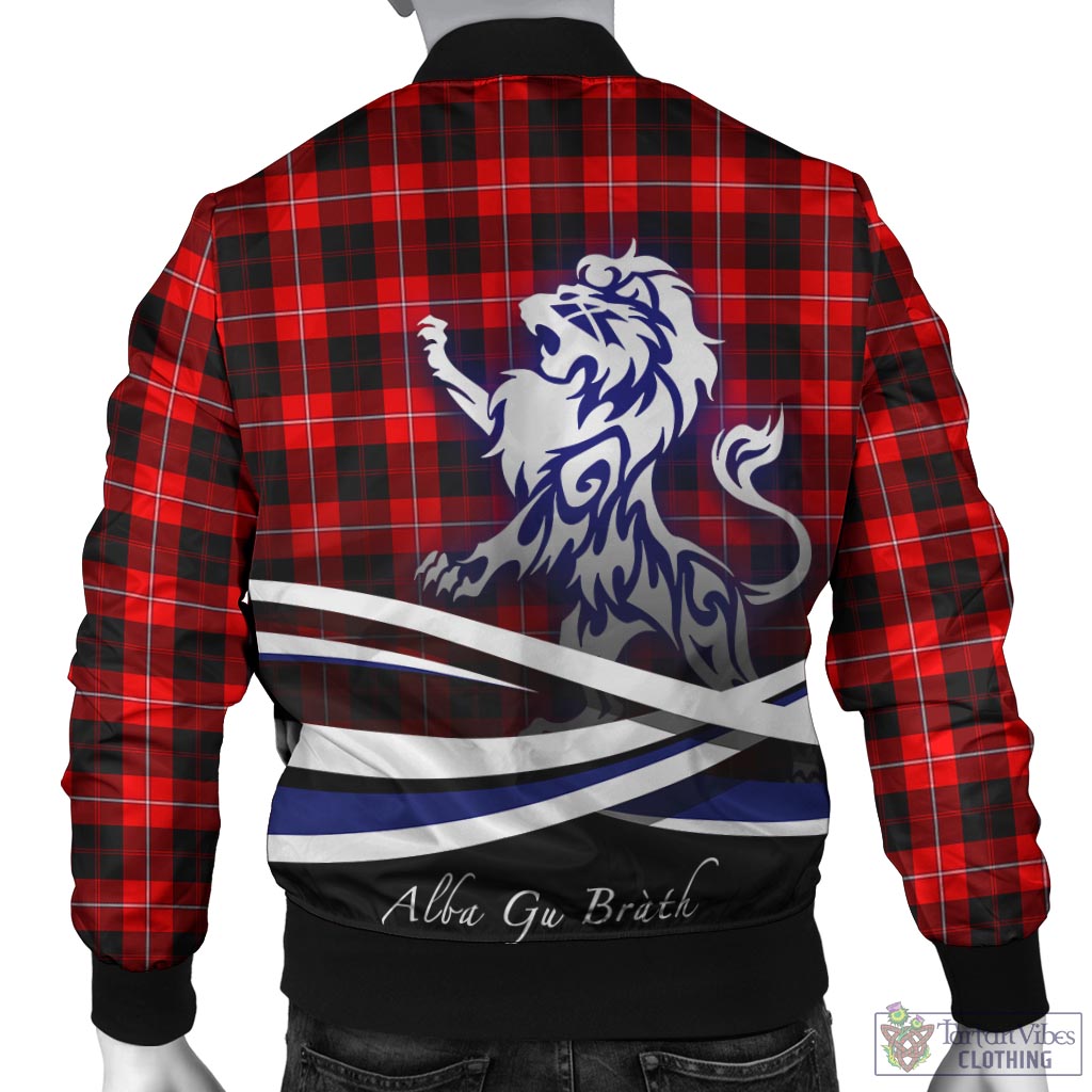 Tartan Vibes Clothing Cunningham Modern Tartan Bomber Jacket with Alba Gu Brath Regal Lion Emblem