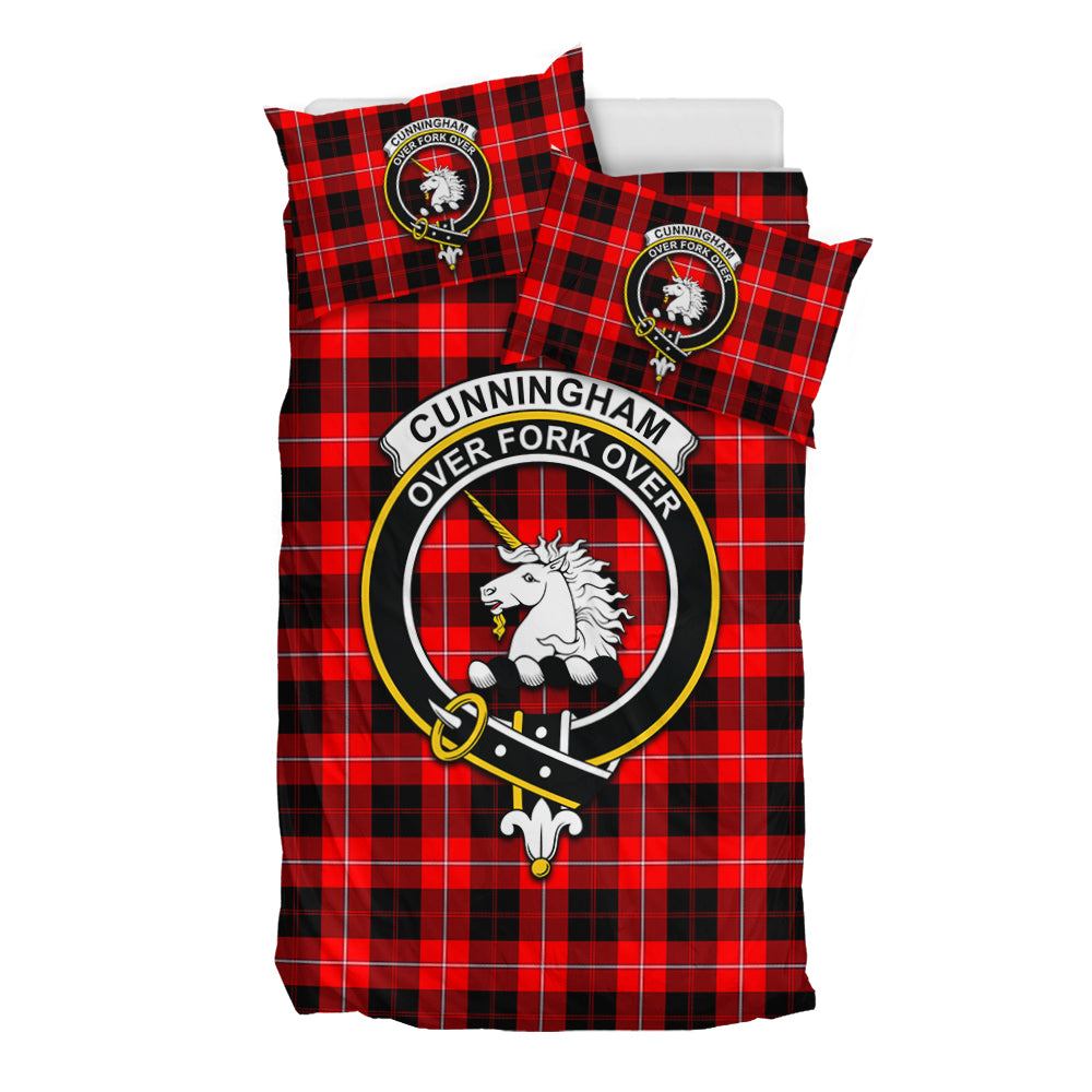 Cunningham Modern Tartan Bedding Set with Family Crest - Tartan Vibes Clothing