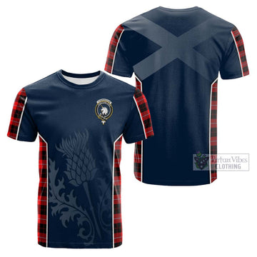 Cunningham Modern Tartan Cotton T-shirt with Family Crest and Scottish Thistle Vibes Sport Style