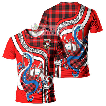 Cunningham Modern Tartan T-Shirt with Epic Bagpipe Style