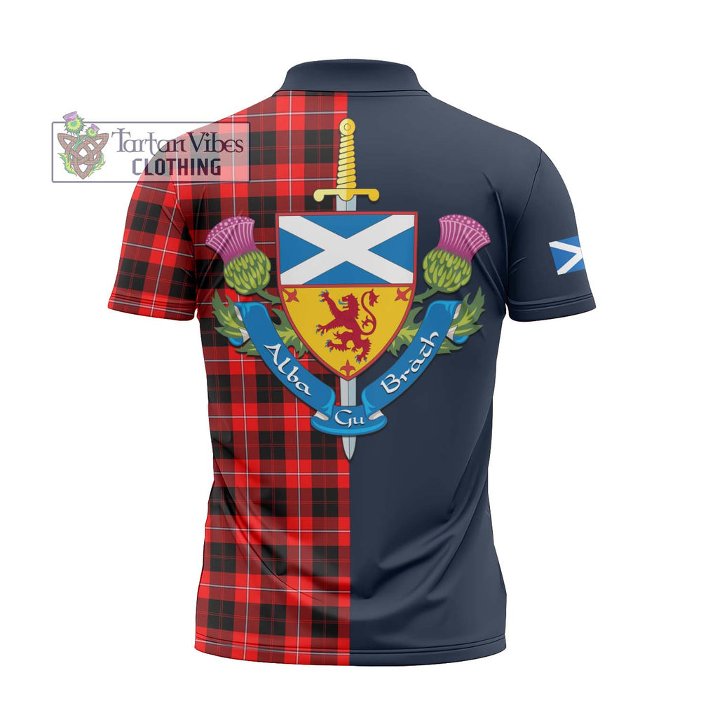 Tartan Vibes Clothing Cunningham Modern Tartan Zipper Polo Shirt with Scottish Lion Royal Arm Half Style