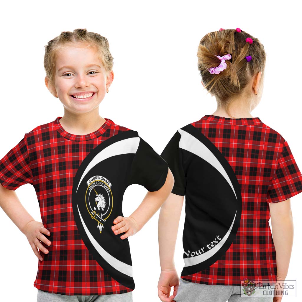 Cunningham Modern Tartan Kid T-Shirt with Family Crest Circle Style - Tartan Vibes Clothing