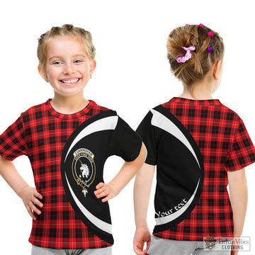 Cunningham Modern Tartan Kid T-Shirt with Family Crest Circle Style