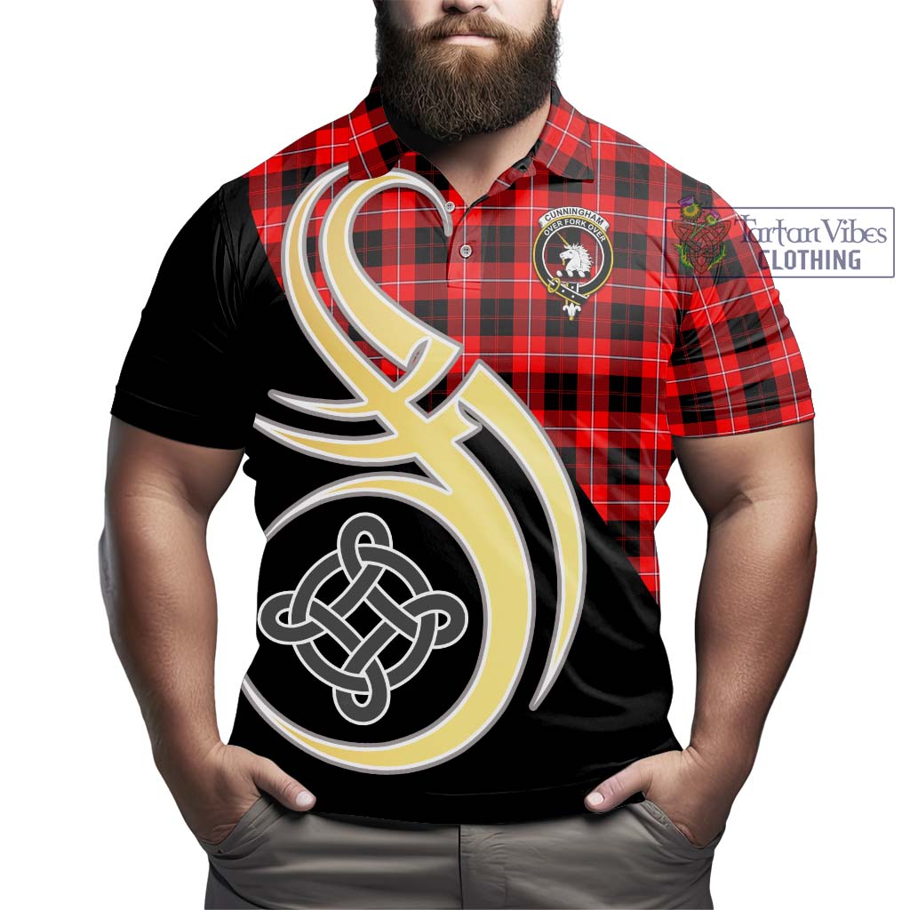 Tartan Vibes Clothing Cunningham Modern Tartan Polo Shirt with Family Crest and Celtic Symbol Style