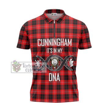 Cunningham Modern Tartan Zipper Polo Shirt with Family Crest DNA In Me Style