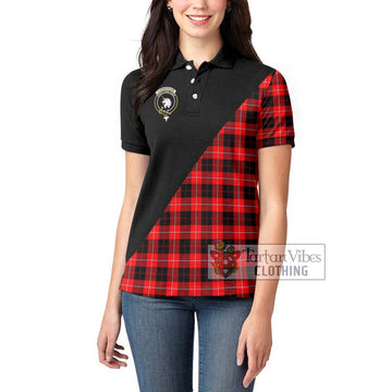 Cunningham Modern Tartan Women's Polo Shirt with Family Crest and Military Logo Style