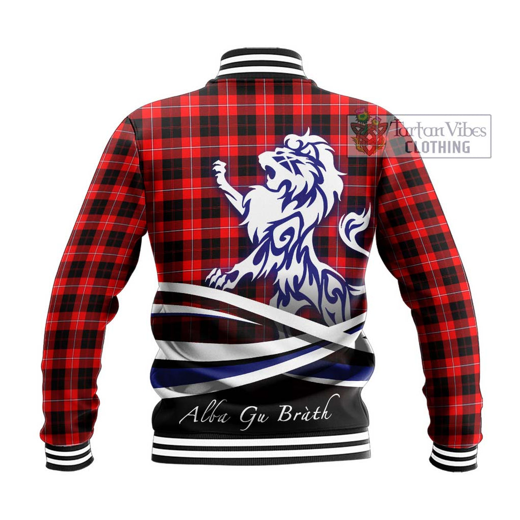 Cunningham Modern Tartan Baseball Jacket with Alba Gu Brath Regal Lion Emblem - Tartanvibesclothing Shop