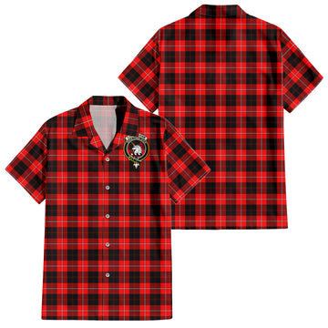 Cunningham Modern Tartan Short Sleeve Button Down Shirt with Family Crest