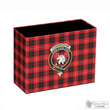 Cunningham Modern Tartan Pen Holder with Family Crest