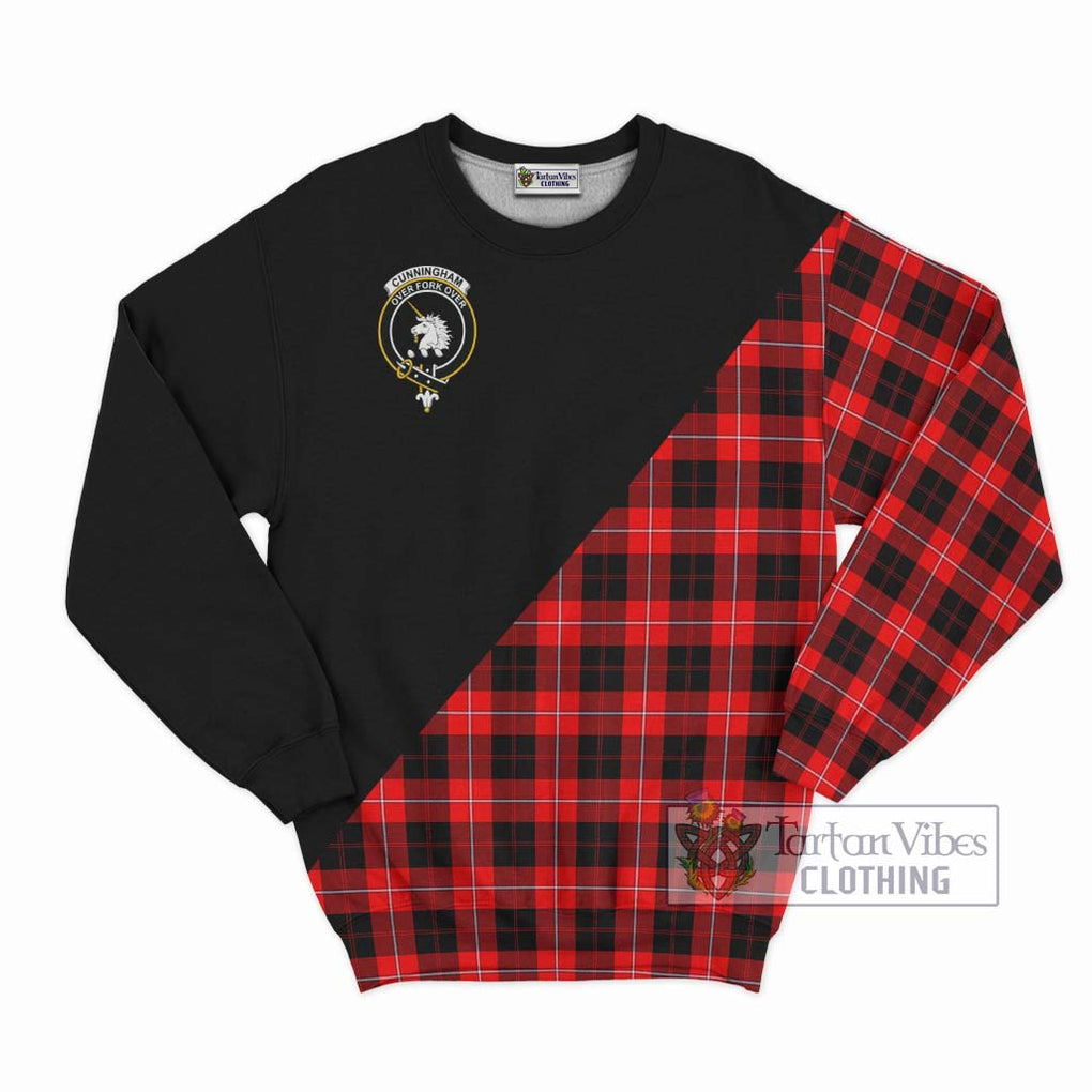 Cunningham Modern Tartan Sweatshirt with Family Crest and Military Logo Style - Tartanvibesclothing Shop