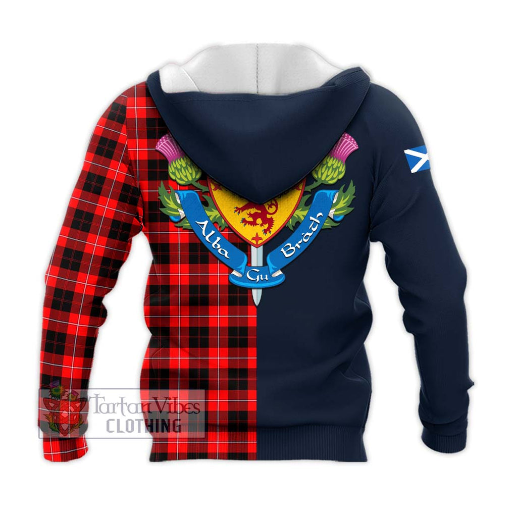 Tartan Vibes Clothing Cunningham Modern Tartan Knitted Hoodie with Scottish Lion Royal Arm Half Style