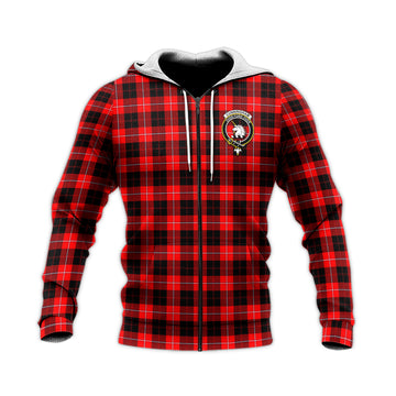 Cunningham Modern Tartan Knitted Hoodie with Family Crest