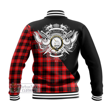 Cunningham Modern Tartan Baseball Jacket with Family Crest and Military Logo Style