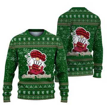 Cunningham Modern Clan Christmas Family Ugly Sweater with Funny Gnome Playing Bagpipes