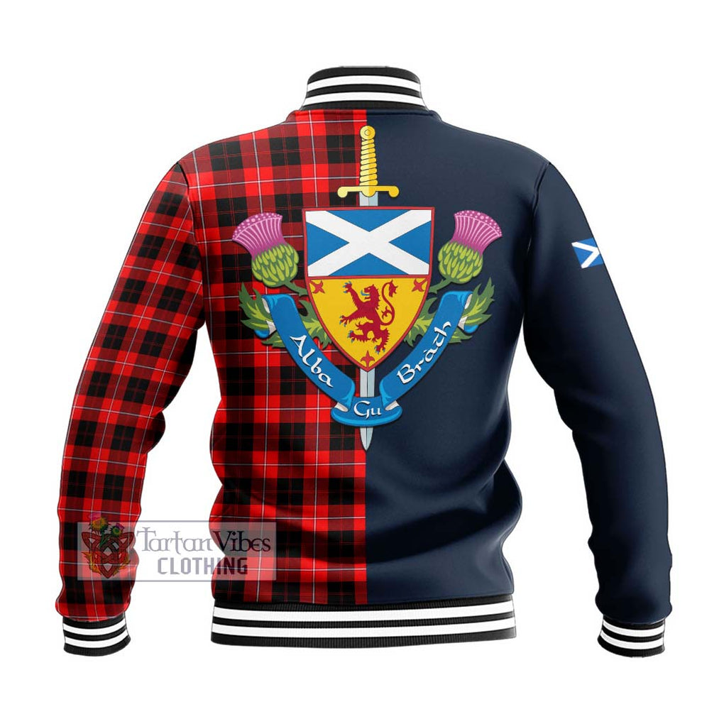 Tartan Vibes Clothing Cunningham Modern Tartan Baseball Jacket with Scottish Lion Royal Arm Half Style