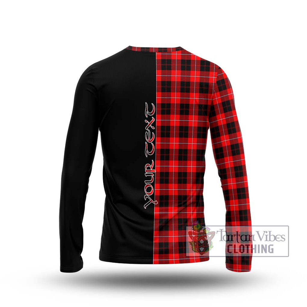 Cunningham Modern Tartan Long Sleeve T-Shirt with Family Crest and Half Of Me Style - Tartanvibesclothing Shop