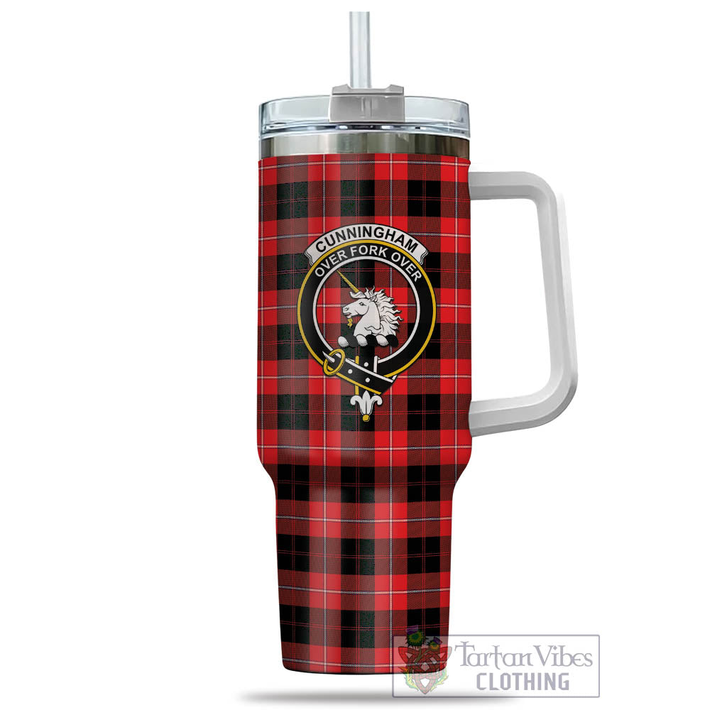 Tartan Vibes Clothing Cunningham Modern Tartan and Family Crest Tumbler with Handle