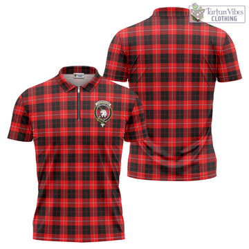 Cunningham Modern Tartan Zipper Polo Shirt with Family Crest