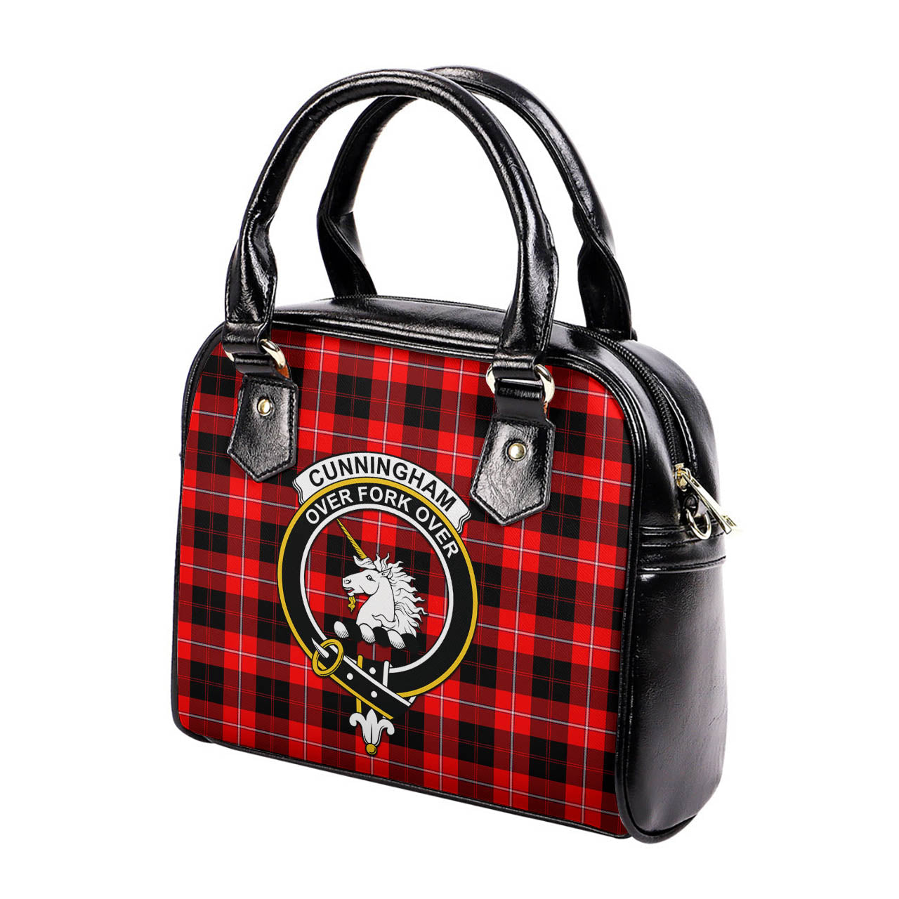 Cunningham Modern Tartan Shoulder Handbags with Family Crest - Tartanvibesclothing