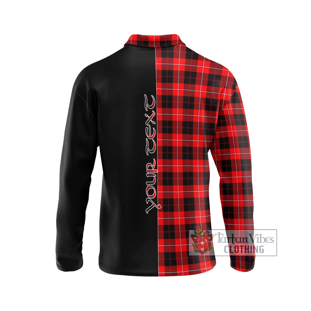 Cunningham Modern Tartan Long Sleeve Polo Shirt with Family Crest and Half Of Me Style - Tartanvibesclothing Shop