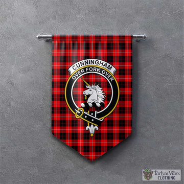 Cunningham Modern Tartan Gonfalon, Tartan Banner with Family Crest