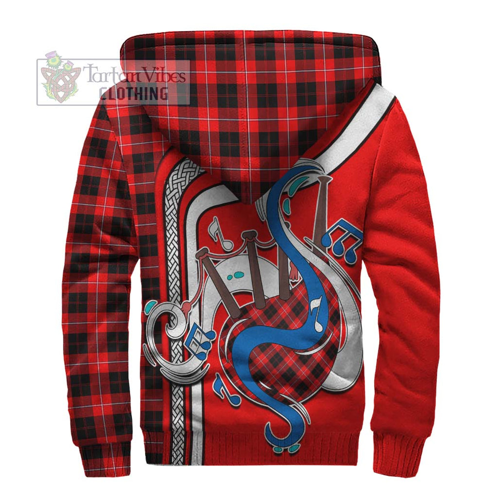 Cunningham Modern Tartan Sherpa Hoodie with Epic Bagpipe Style - Tartanvibesclothing Shop