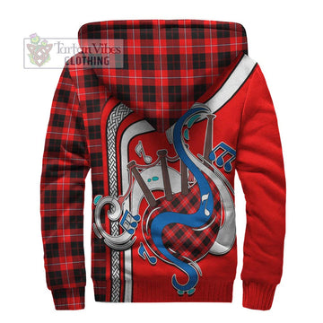 Cunningham Modern Tartan Sherpa Hoodie with Epic Bagpipe Style