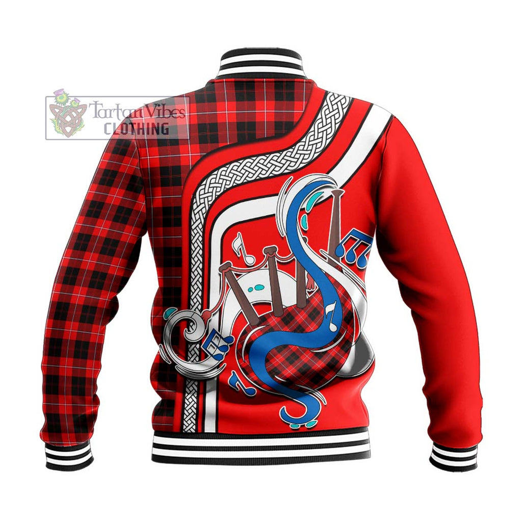 Tartan Vibes Clothing Cunningham Modern Tartan Baseball Jacket with Epic Bagpipe Style