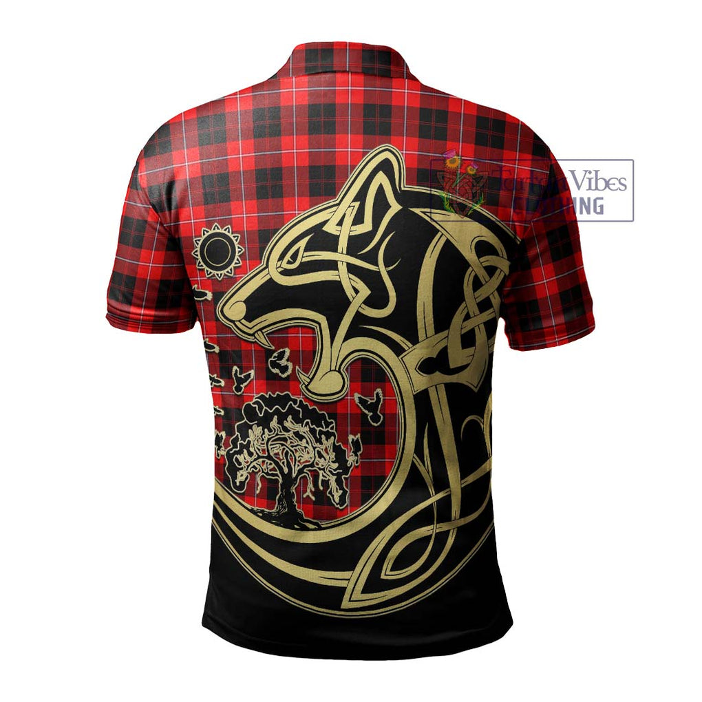 Cunningham Modern Tartan Polo Shirt with Family Crest Celtic Wolf Style - Tartanvibesclothing Shop