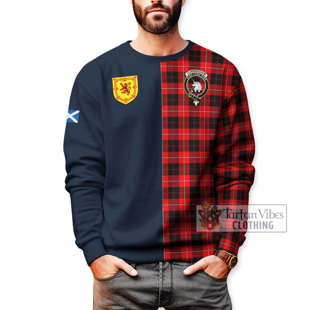 Tartan Vibes Clothing Cunningham Modern Tartan Sweatshirt with Scottish Lion Royal Arm Half Style