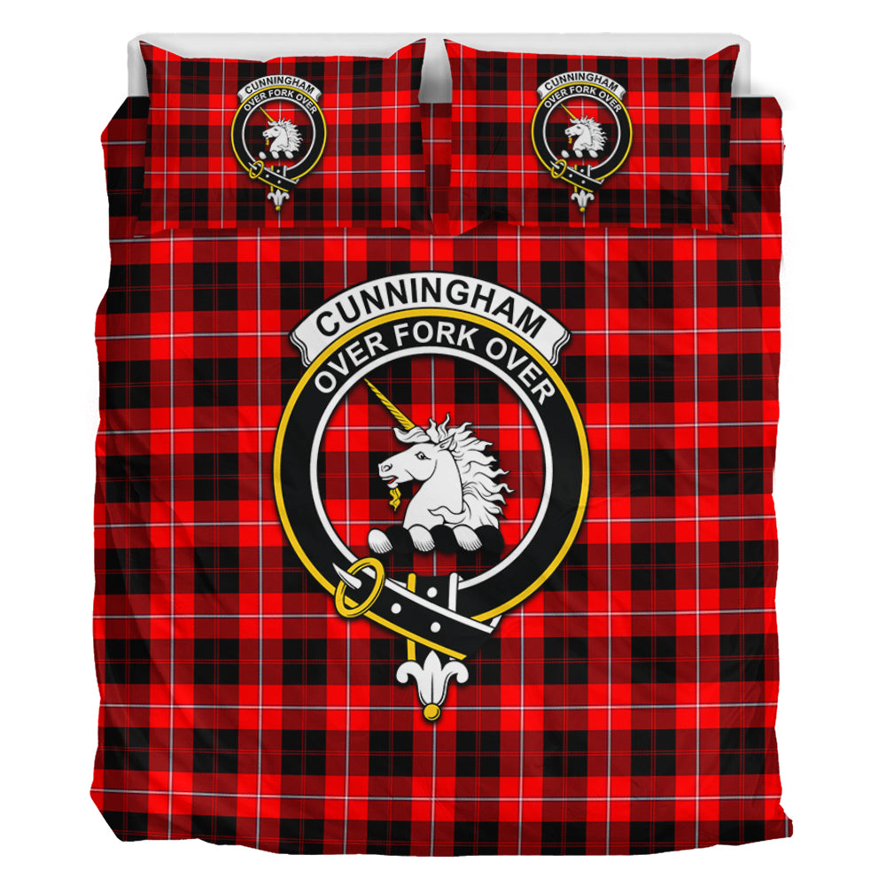 Cunningham Modern Tartan Bedding Set with Family Crest - Tartan Vibes Clothing