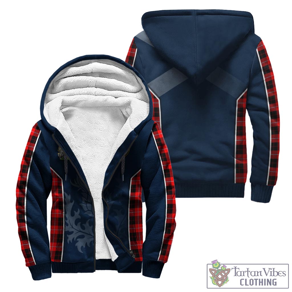 Tartan Vibes Clothing Cunningham Modern Tartan Sherpa Hoodie with Family Crest and Scottish Thistle Vibes Sport Style