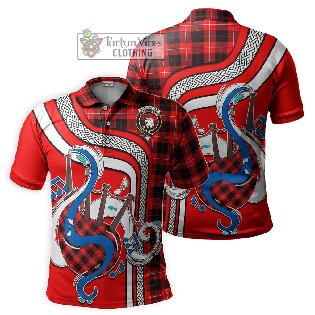 Tartan Vibes Clothing Cunningham Modern Tartan Polo Shirt with Epic Bagpipe Style