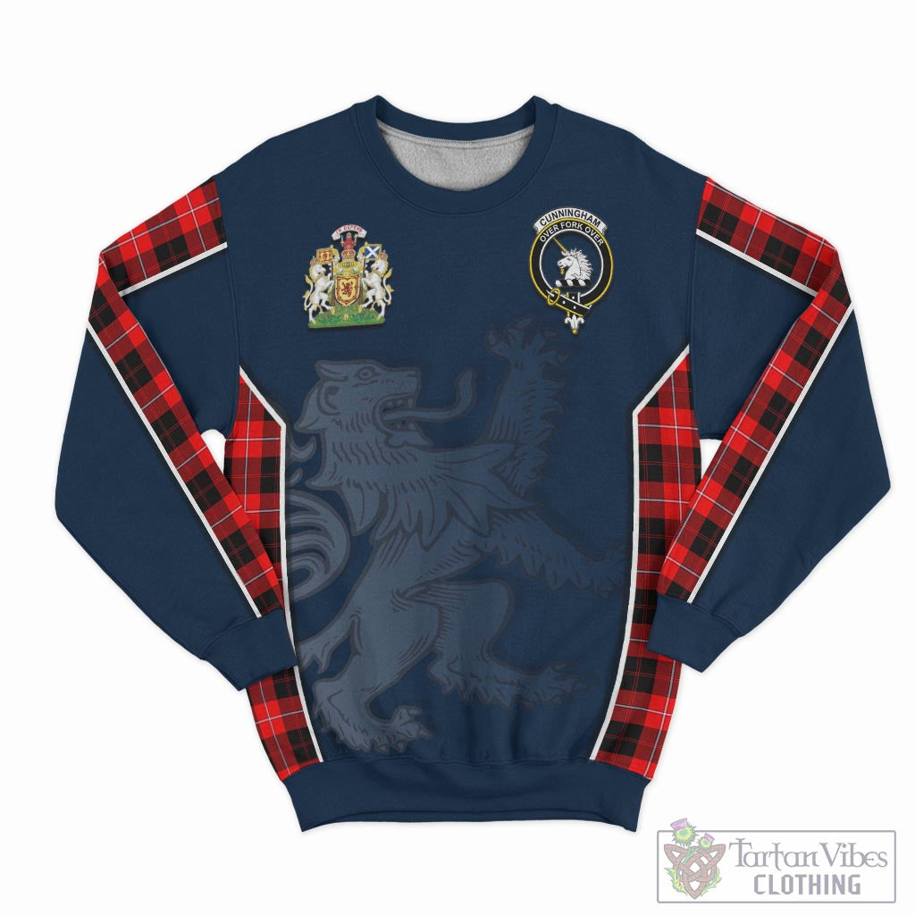 Tartan Vibes Clothing Cunningham Modern Tartan Sweater with Family Crest and Lion Rampant Vibes Sport Style