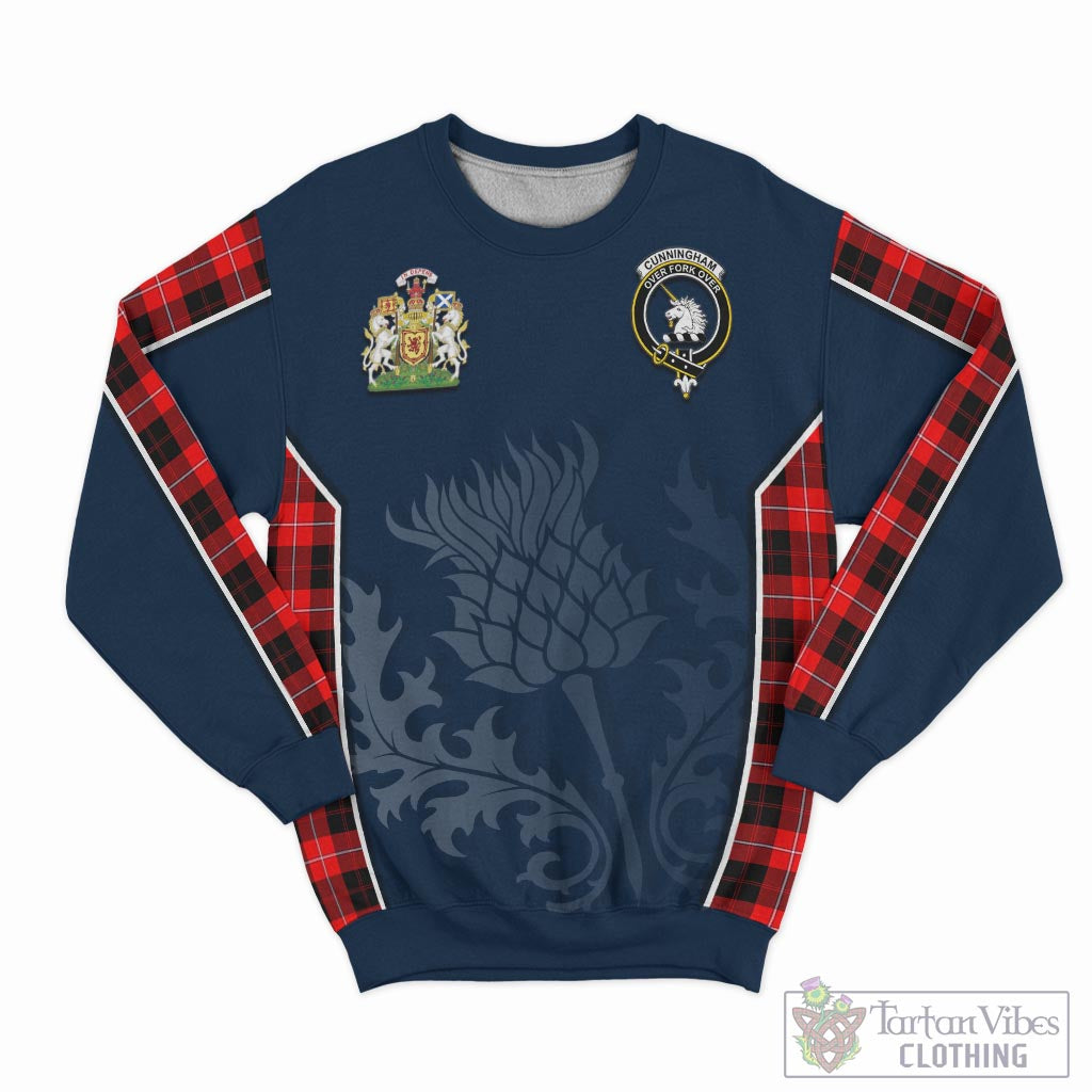 Tartan Vibes Clothing Cunningham Modern Tartan Sweatshirt with Family Crest and Scottish Thistle Vibes Sport Style