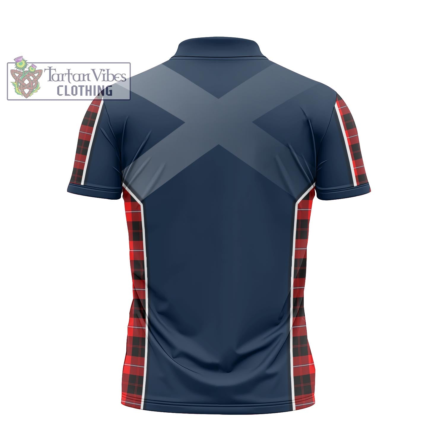 Tartan Vibes Clothing Cunningham Modern Tartan Zipper Polo Shirt with Family Crest and Scottish Thistle Vibes Sport Style